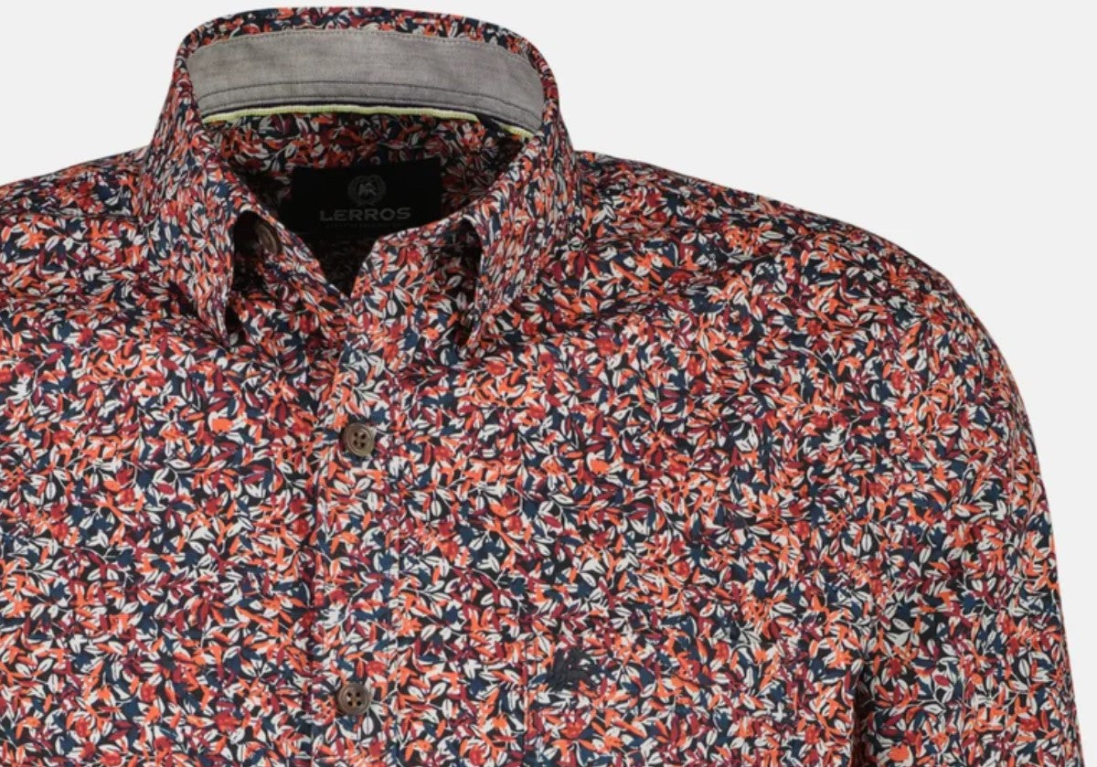 Lerros Floral Print Spicy Orange Shirt Orange