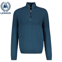 Lerros Cable Knit Quarter Zip Sweater Navy