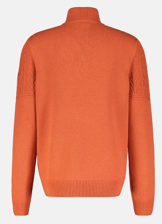 Lerros Cable Knit Quarter Zip Sweatshirt Orange