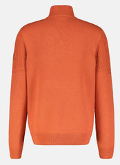 Lerros Cable Knit Quarter Zip Sweatshirt Orange