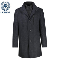 Lerros Wool Look Coat With Vest Insert Grey