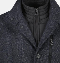 Lerros Wool Look Coat With Vest Insert Grey