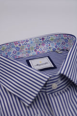 Marnelli Dark Blue Bengal Stripe Shirt Blue
