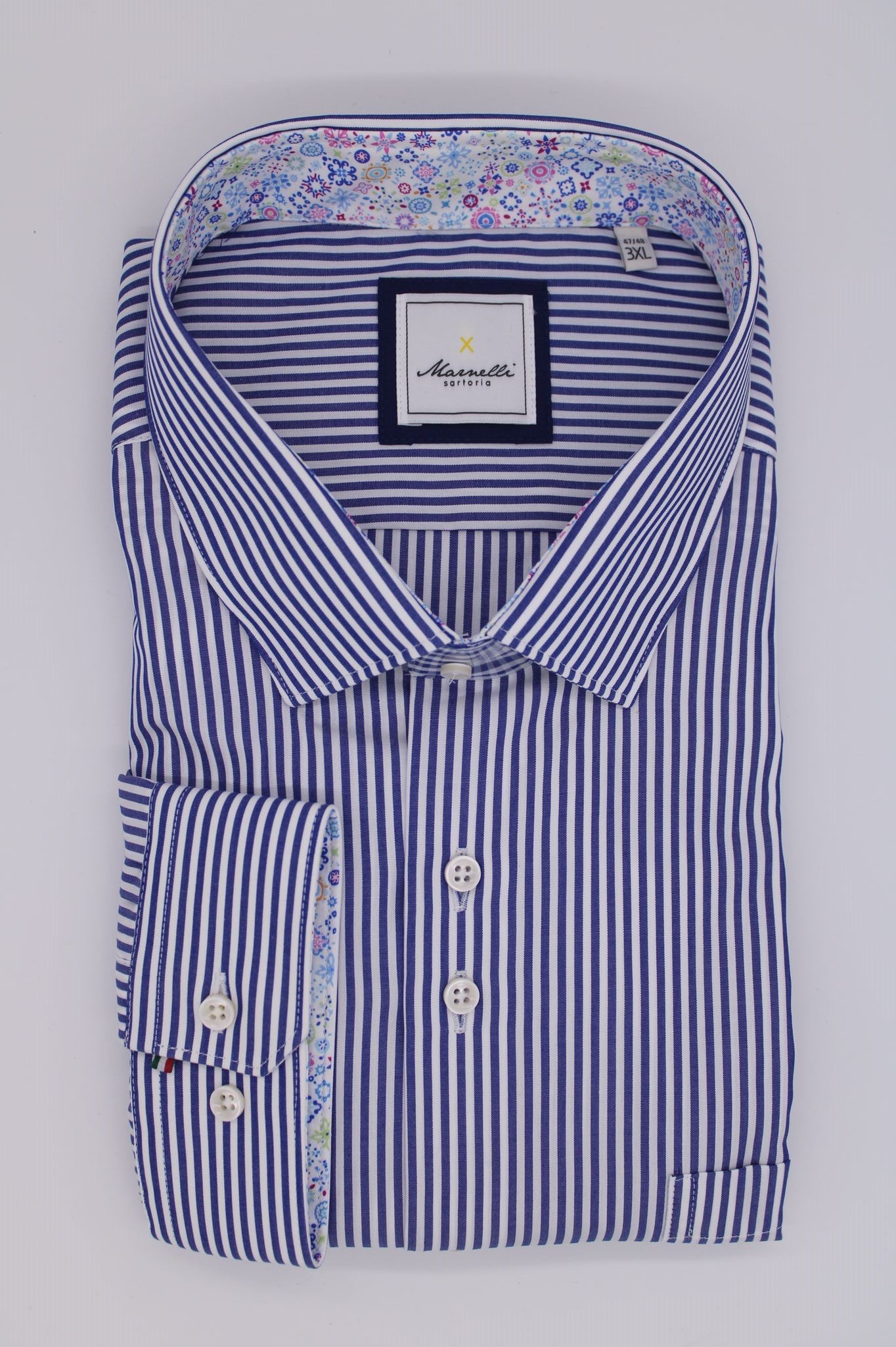 Marnelli Dark Blue Bengal Stripe Shirt Blue