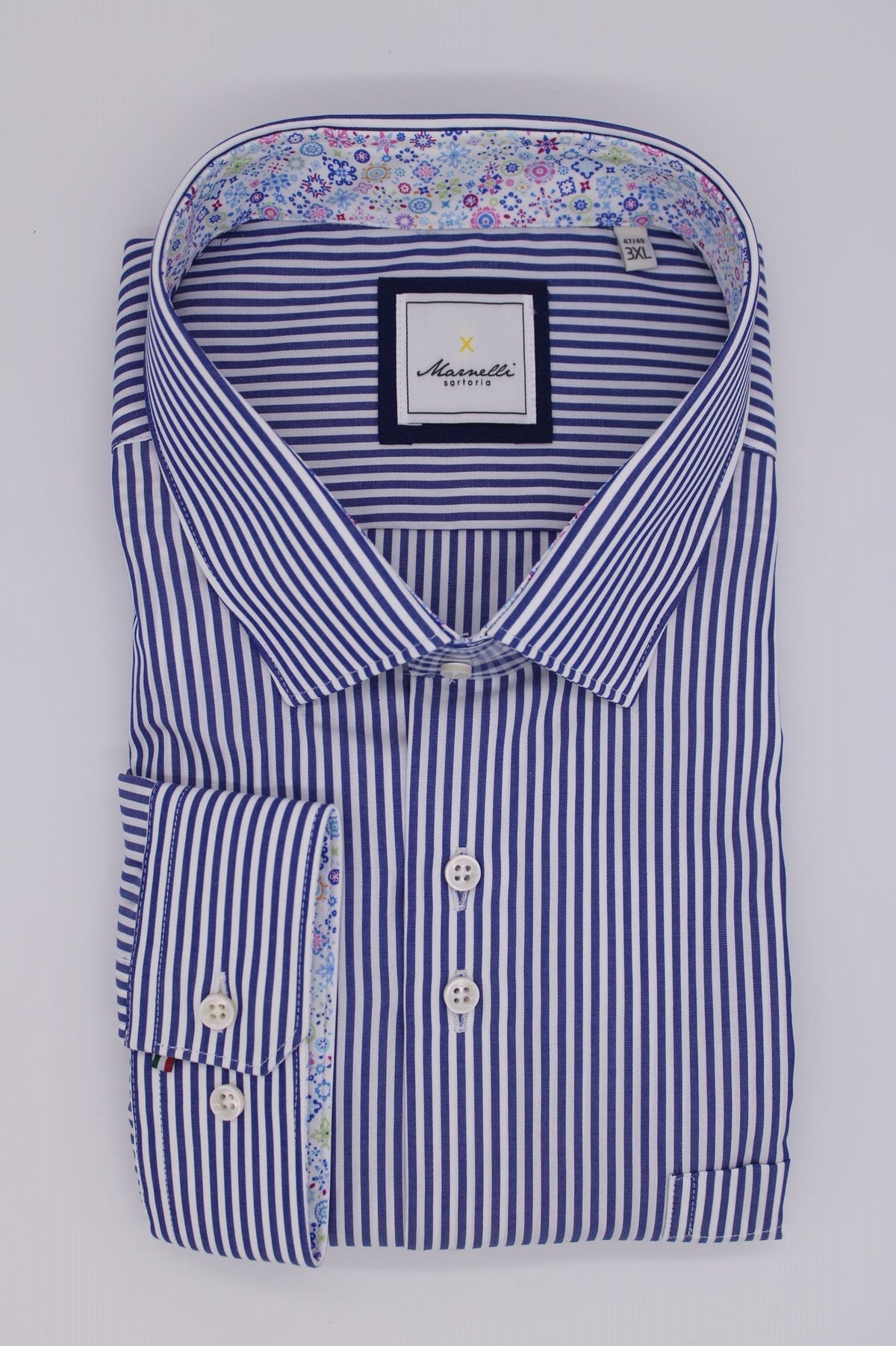 Marnelli Dark Blue Bengal Stripe Shirt Blue