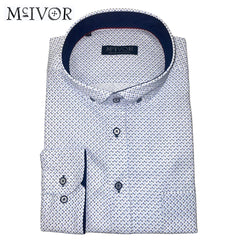 Mc Ivor Sean White With Blue Print Shirt White