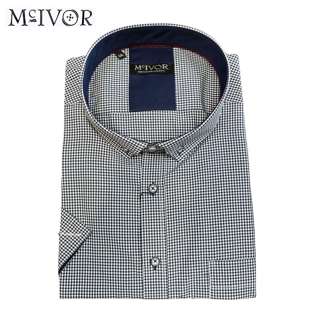 Mc Ivor Eunan Navy & White Check Shirt Navy