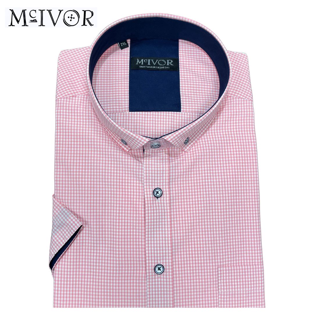 Mc Ivor Rua Pink Check Short Sleeve Pink