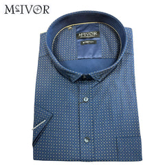 Mc Ivor Seamus Navy Shirt / Brown Print Navy