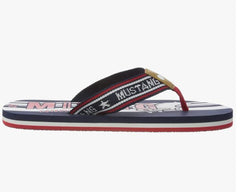 Mustang Red & Black Flip Flops Black