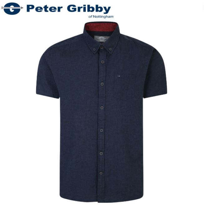 Peter Gribby S/S Linen Rich Navy Shirt Navy