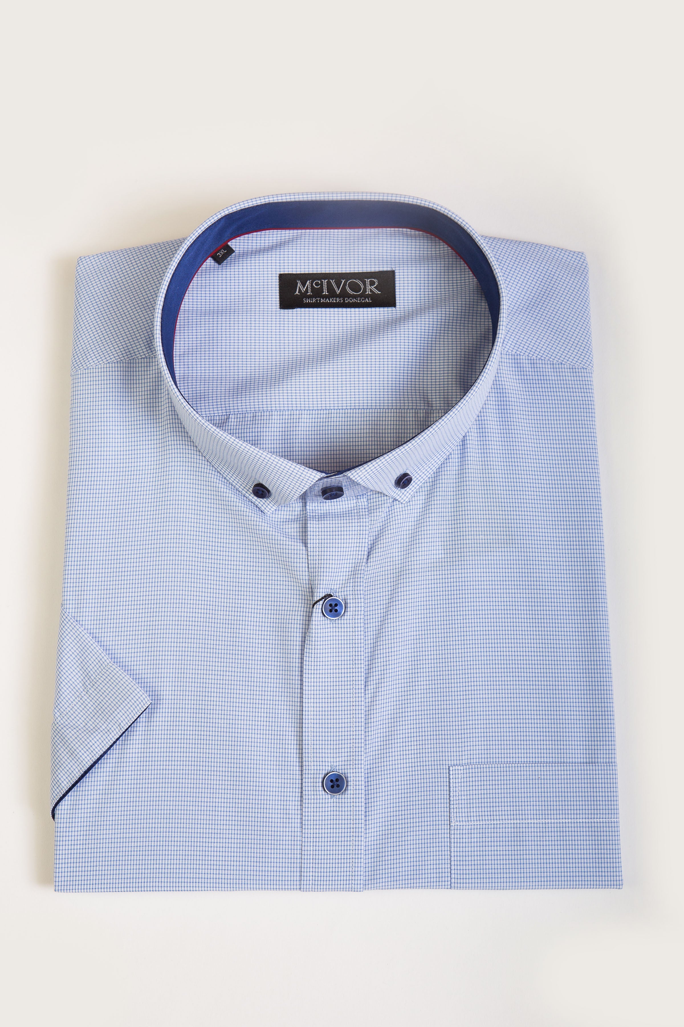 Mc Ivor Sam Sky Blue Check Shirt Blue